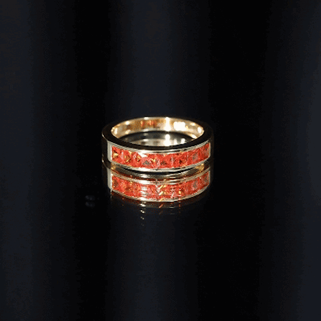 Princess Cut Lab Grown Orange Sapphire Half Eternity Band in Channel Set AAAA - Rosec Jewels