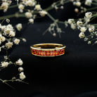 Princess Cut Lab Grown Orange Sapphire Half Eternity Band in Channel Set AAAA - Rosec Jewels
