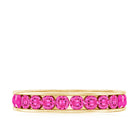 Rosec Jewels-Round Lab Created Pink Sapphire Half Eternity Band in Channel Setting