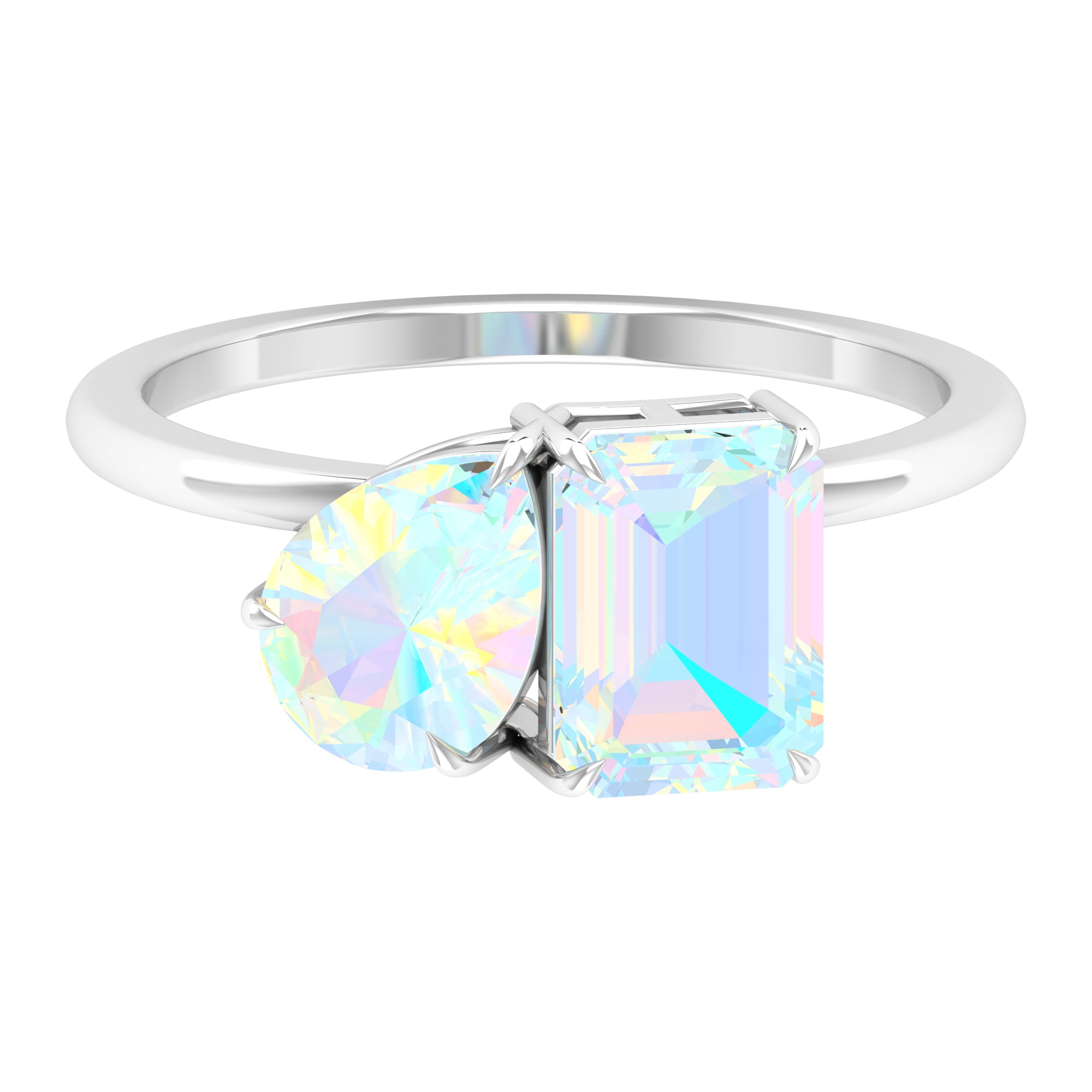 Octagon and Pear Cut Ethiopian Opal Toi Et Moi Ring Ethiopian Opal - ( AAA ) - Quality - Rosec Jewels