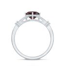 Genuine 8mm Garnet Diamond Cushion Cut Engagement Ring with Split Shank AAA - Rosec Jewels