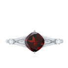 Genuine 8mm Garnet Diamond Cushion Cut Engagement Ring with Split Shank AAA - Rosec Jewels