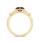 Genuine 8mm Garnet Diamond Cushion Cut Engagement Ring with Split Shank AAA - Rosec Jewels