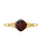 Genuine 8mm Garnet Diamond Cushion Cut Engagement Ring with Split Shank AAA - Rosec Jewels