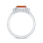 1 Carat Emerald Cut Fire Opal and Diamond Engagement Ring with Enhancer AAA - Rosec Jewels