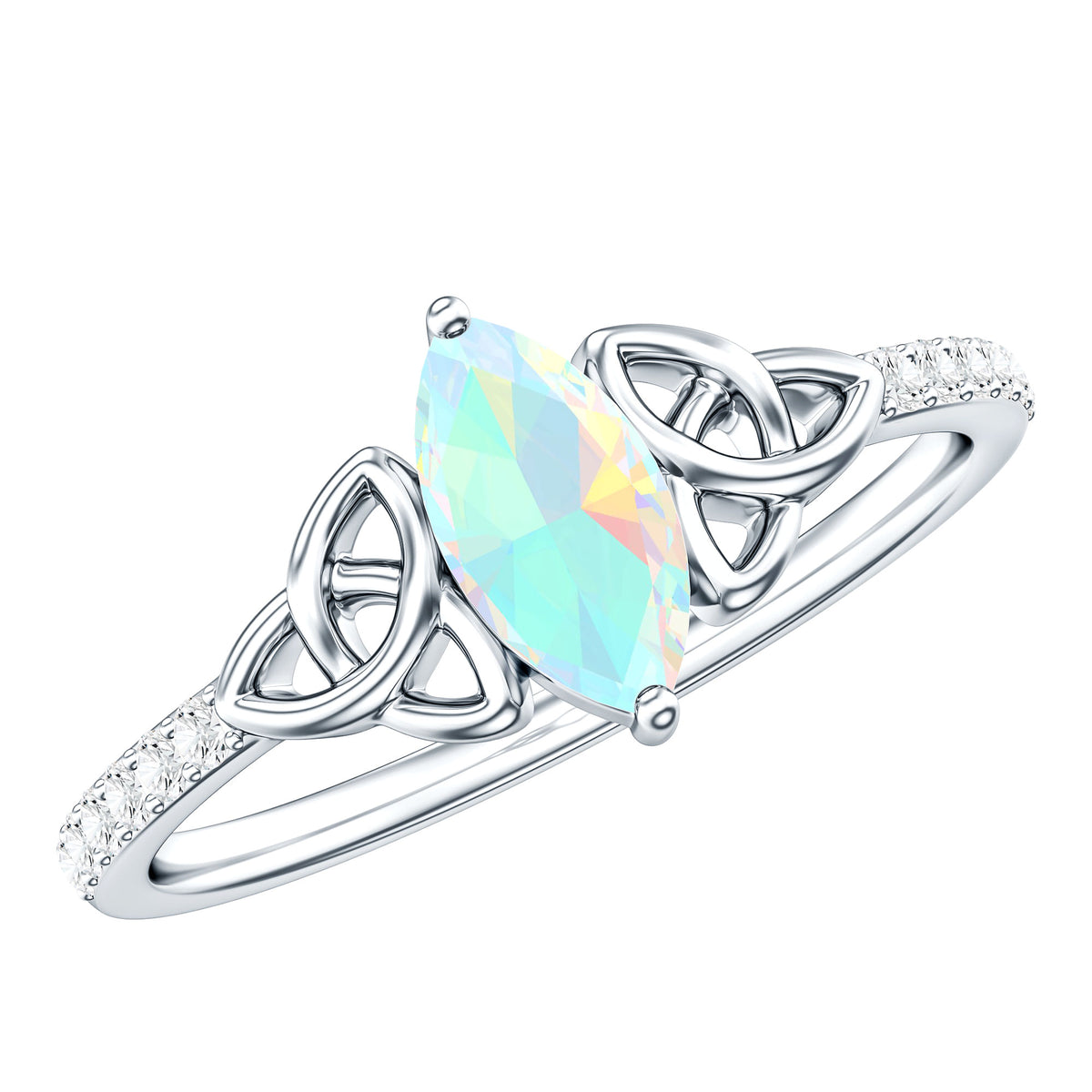 Natural Ethiopian Opal Diamond Engagement Ring with Celtic Knot AAA - Rosec Jewels
