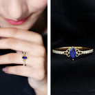 Certified 0.7 Carat Lab Grown Blue Sapphire Diamond Marquise Engagement Ring with Celtic Knot AAAA - Rosec Jewels