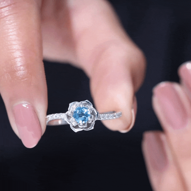 1/2 CT London Blue Topaz and Diamond Flower Engagement Ring London Blue Topaz - ( AAA ) - Quality - Rosec Jewels