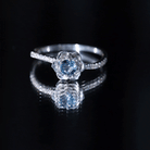 5mm Round London Blue Topaz Floral Engagement Ring with Diamond AAA - Rosec Jewels