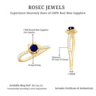 Rosec Jewels-Real 0.9 Carat Blue Sapphire Rose Flower Engagement Ring with Diamond