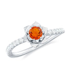 Rosec Jewels-1/2 Ct Fire Opal Flower Engagement Ring with Diamond
