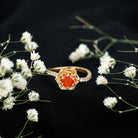 Rosec Jewels-1/2 Ct Fire Opal Flower Engagement Ring with Diamond