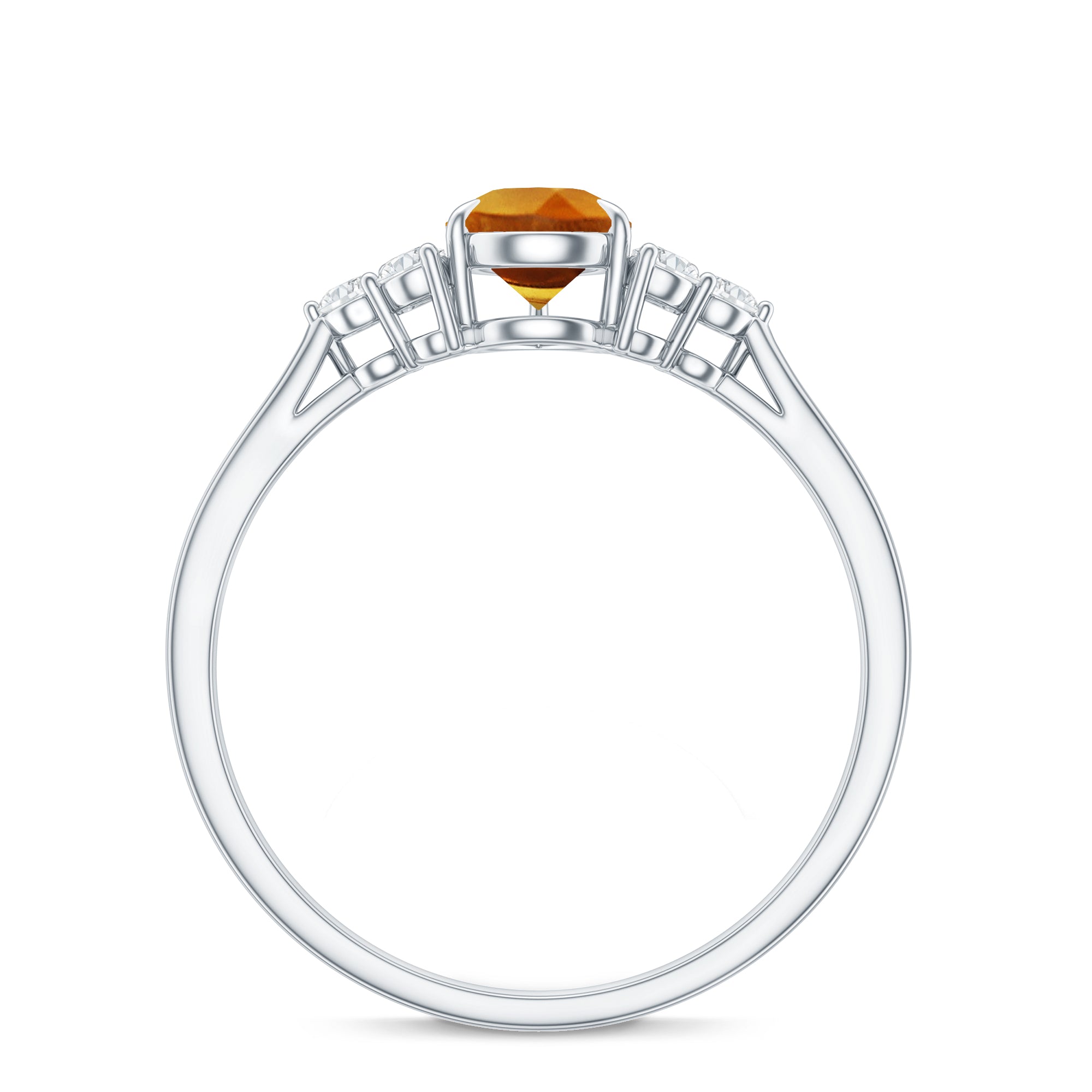 Classic Citrine Teardrop Engagement Ring with Diamond Trio AAA - Rosec Jewels