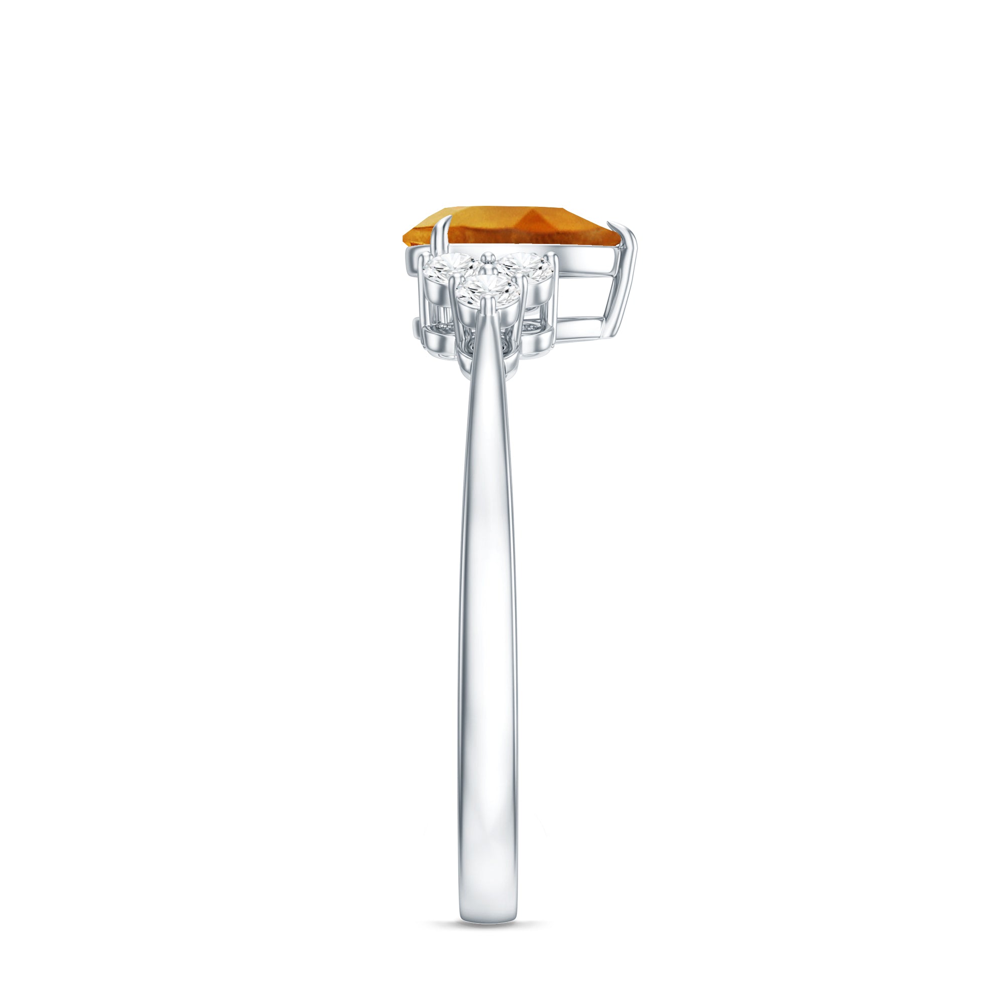 Classic Citrine Teardrop Engagement Ring with Diamond Trio AAA - Rosec Jewels
