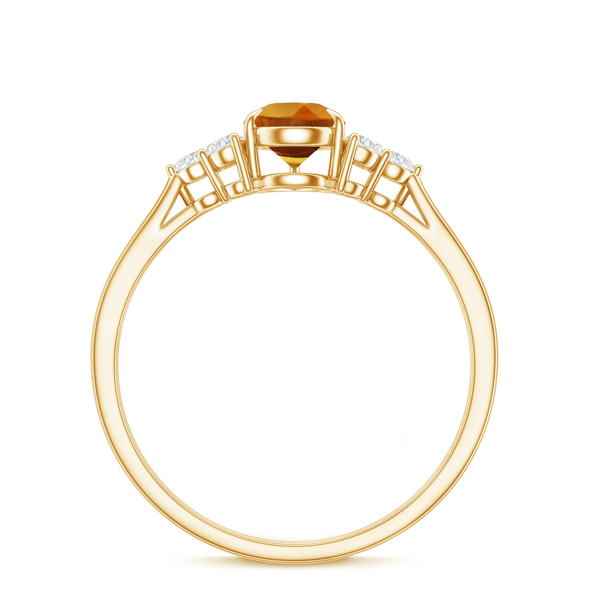 Classic Citrine Teardrop Engagement Ring with Diamond Trio AAA - Rosec Jewels