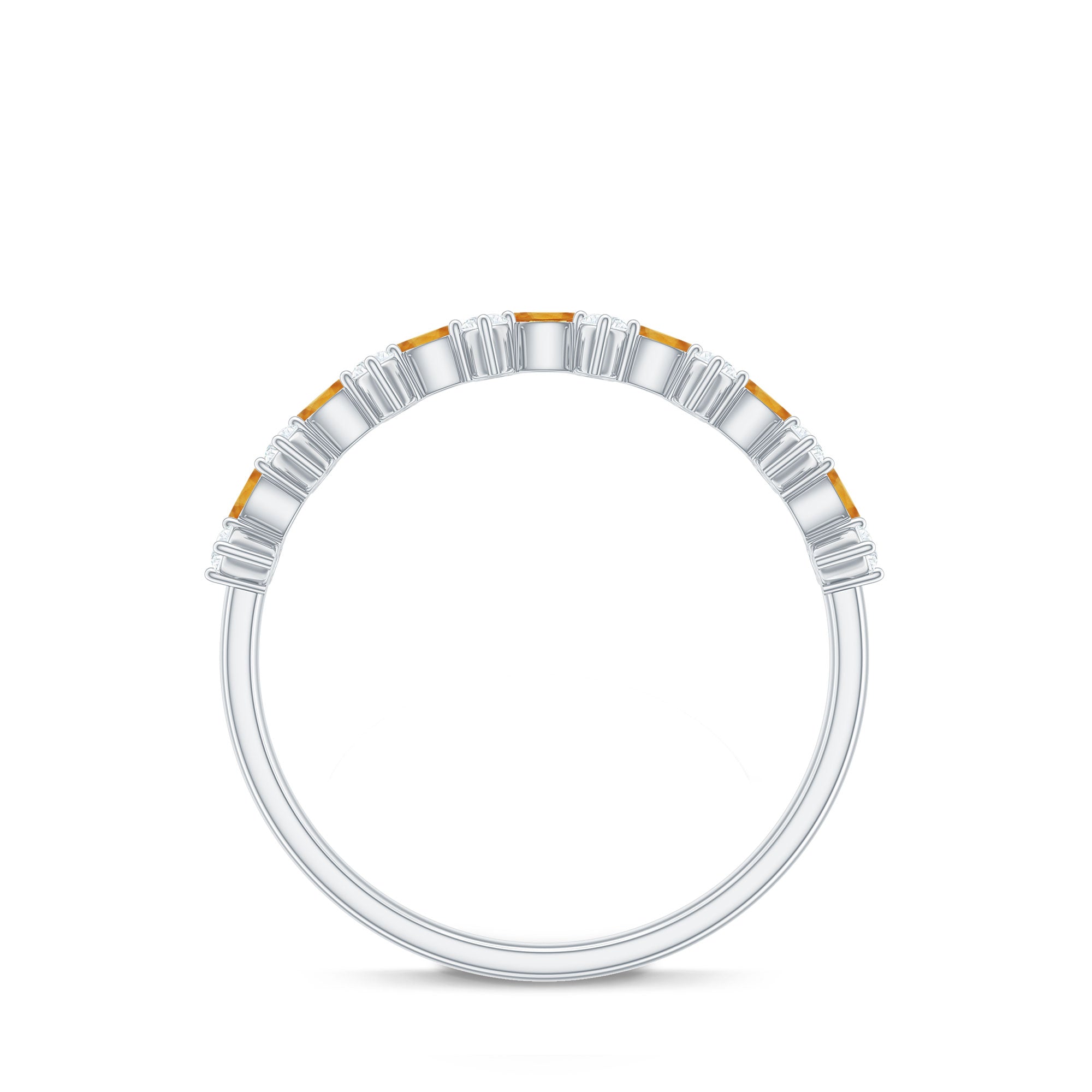 Natural Citrine Diamond Half Eternity Ring with Certificate AAA - Rosec Jewels