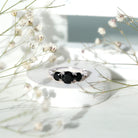 Natural Black Spinel 3 Stone Engagement Ring for Women AAA - Rosec Jewels