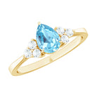 1 Carat Aquamarine Pear Engagement Ring with Diamond Trio AAA - Rosec Jewels