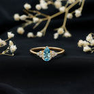 1 Carat Aquamarine Pear Engagement Ring with Diamond Trio AAA - Rosec Jewels
