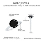 Round Cut Black Onyx Engagement Ring with Diamond Side Stones AAA - Rosec Jewels