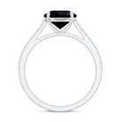 Round Cut Black Onyx Engagement Ring with Diamond Side Stones AAA - Rosec Jewels