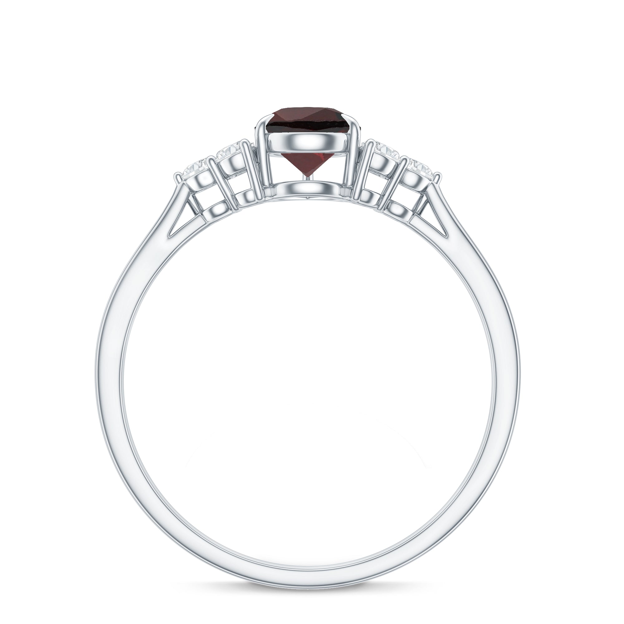 Natural 5X7mm Pear Shape Garnet Engagement Ring with Diamond AAA - Rosec Jewels
