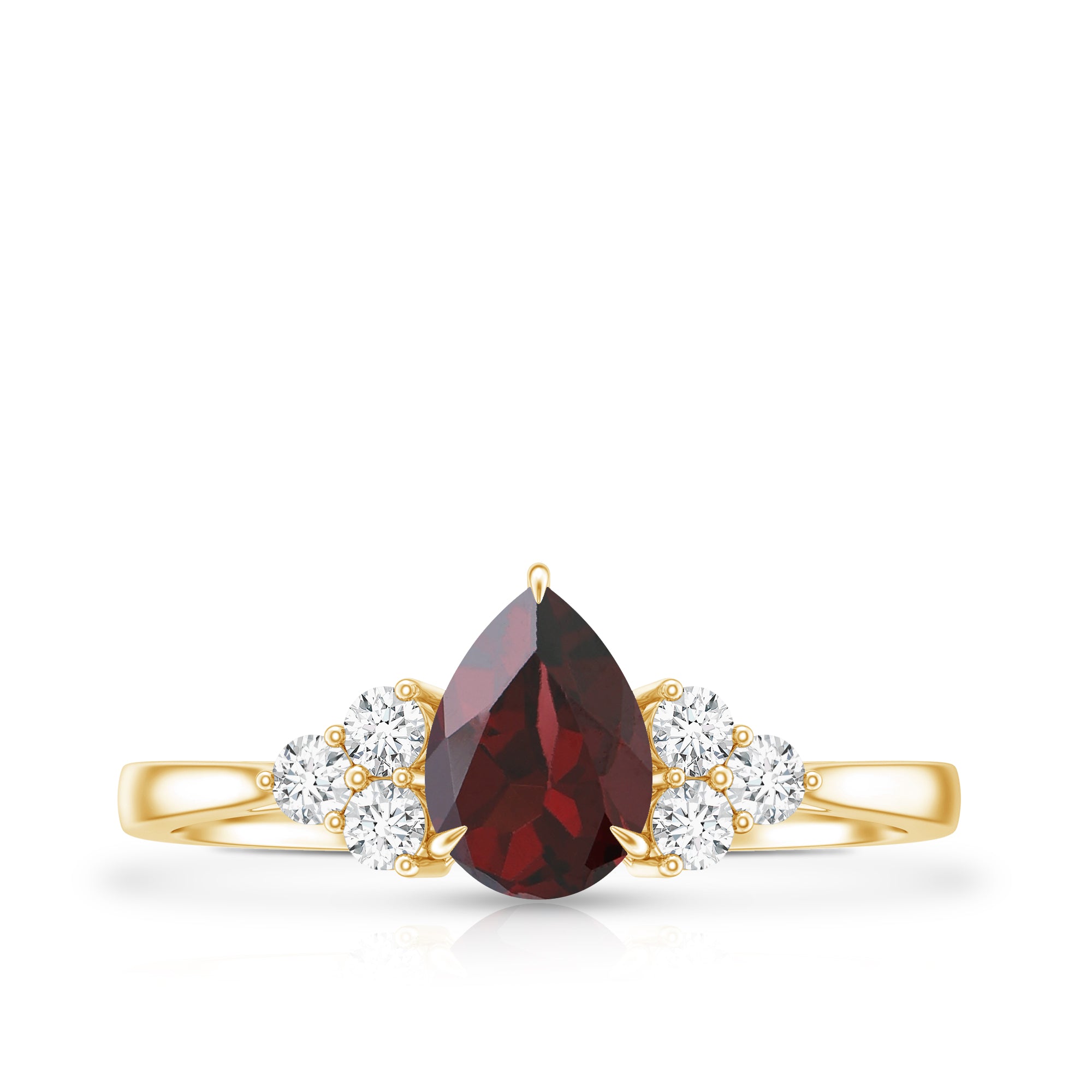 Natural 5X7mm Pear Shape Garnet Engagement Ring with Diamond AAA - Rosec Jewels