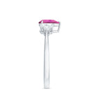 3/4 CT Natural Pink Tourmaline Teardrop Solitaire Ring with Diamond Trio AAA - Rosec Jewels