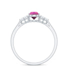 3/4 CT Natural Pink Tourmaline Teardrop Solitaire Ring with Diamond Trio AAA - Rosec Jewels