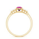 3/4 CT Natural Pink Tourmaline Teardrop Solitaire Ring with Diamond Trio AAA - Rosec Jewels