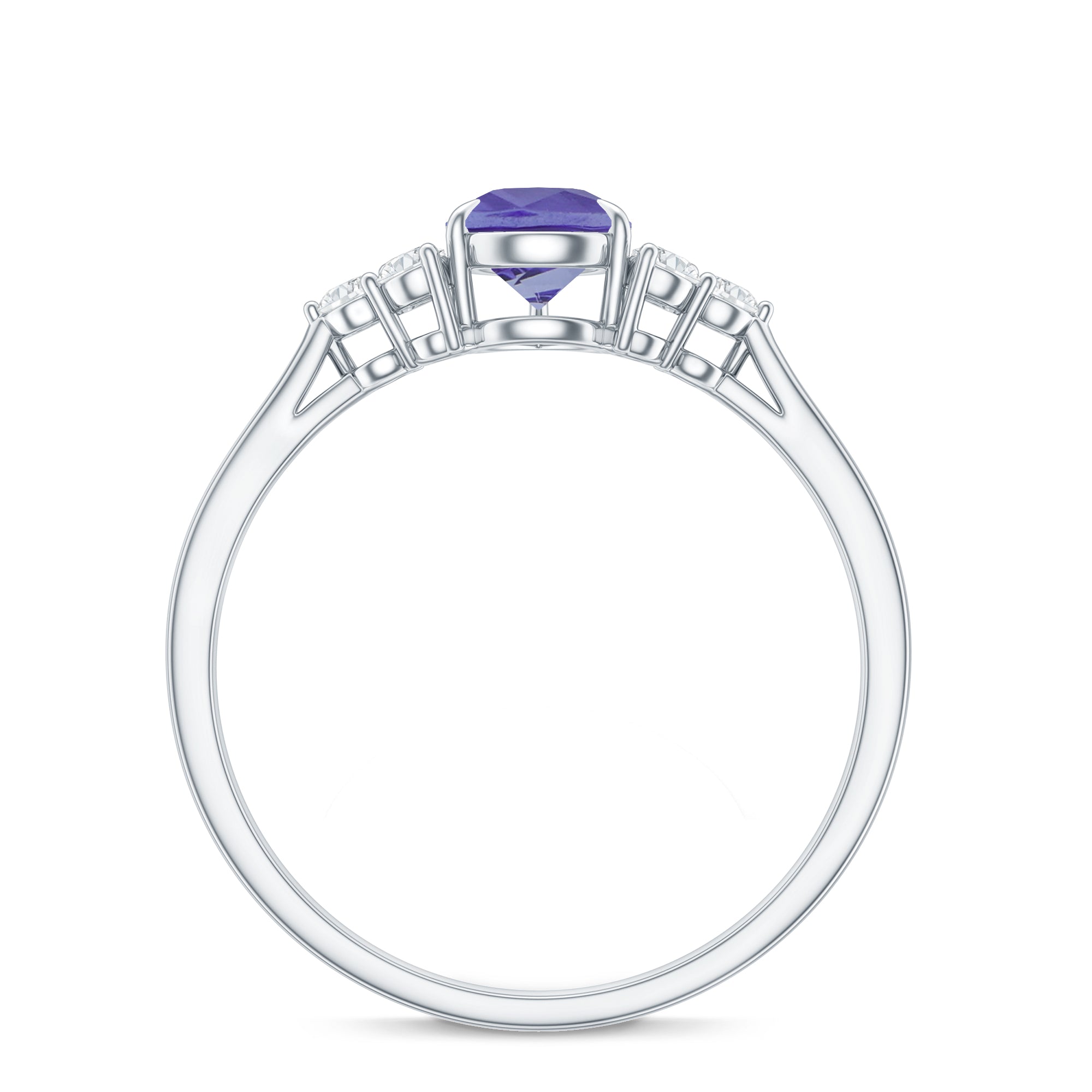 Pear Shaped Tanzanite Solitaire Ring with Diamond Trio AAA - Rosec Jewels