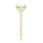 Real 8mm Ethiopian Opal Diamond Engagement Ring with Certificate AAA - Rosec Jewels