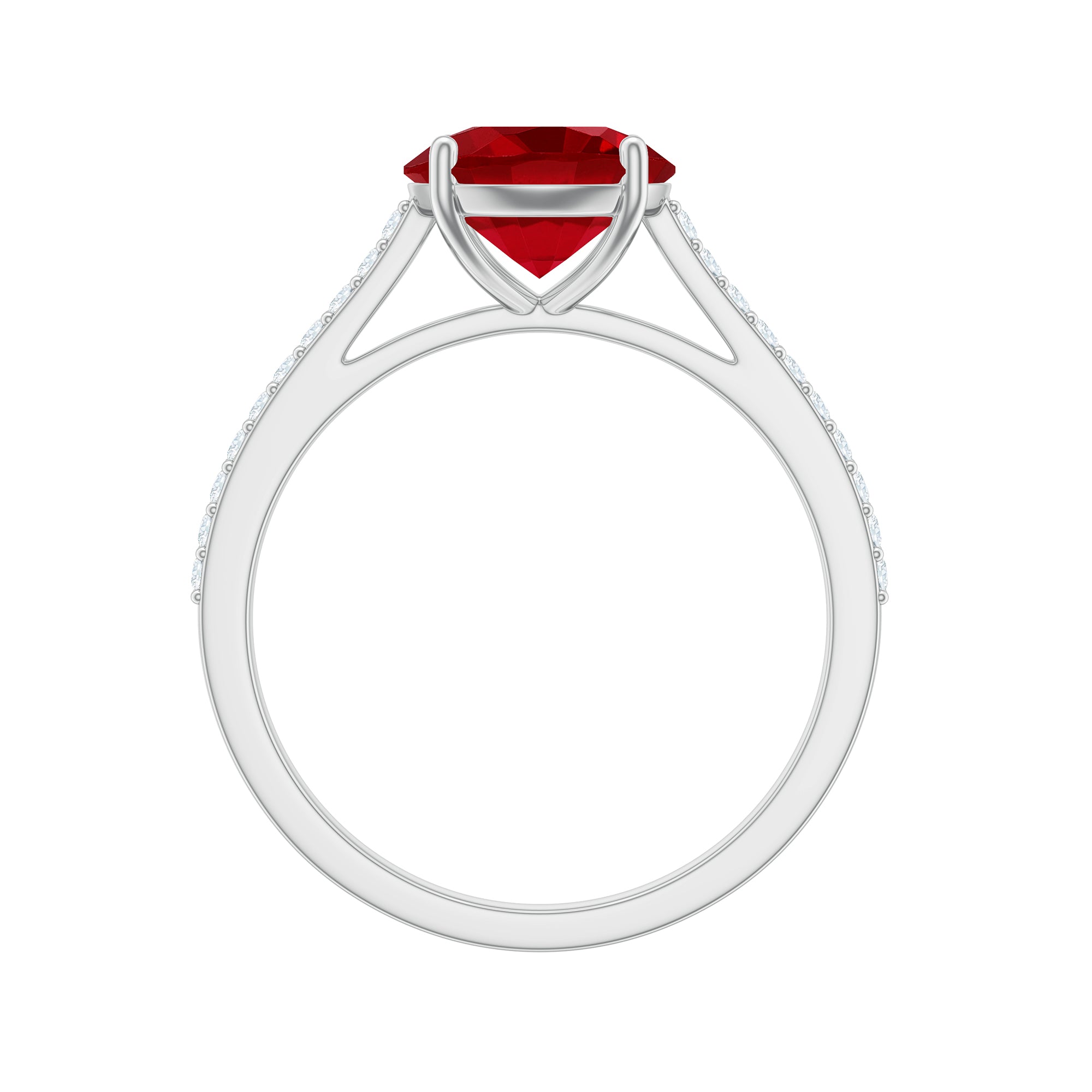 Certified Lab Ruby Solitaire Engagement Ring with Diamonds AAAA - Rosec Jewels