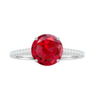 Certified Lab Ruby Solitaire Engagement Ring with Diamonds AAAA - Rosec Jewels