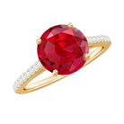 Certified Lab Ruby Solitaire Engagement Ring with Diamonds AAAA - Rosec Jewels