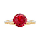 Certified Lab Ruby Solitaire Engagement Ring with Diamonds AAAA - Rosec Jewels