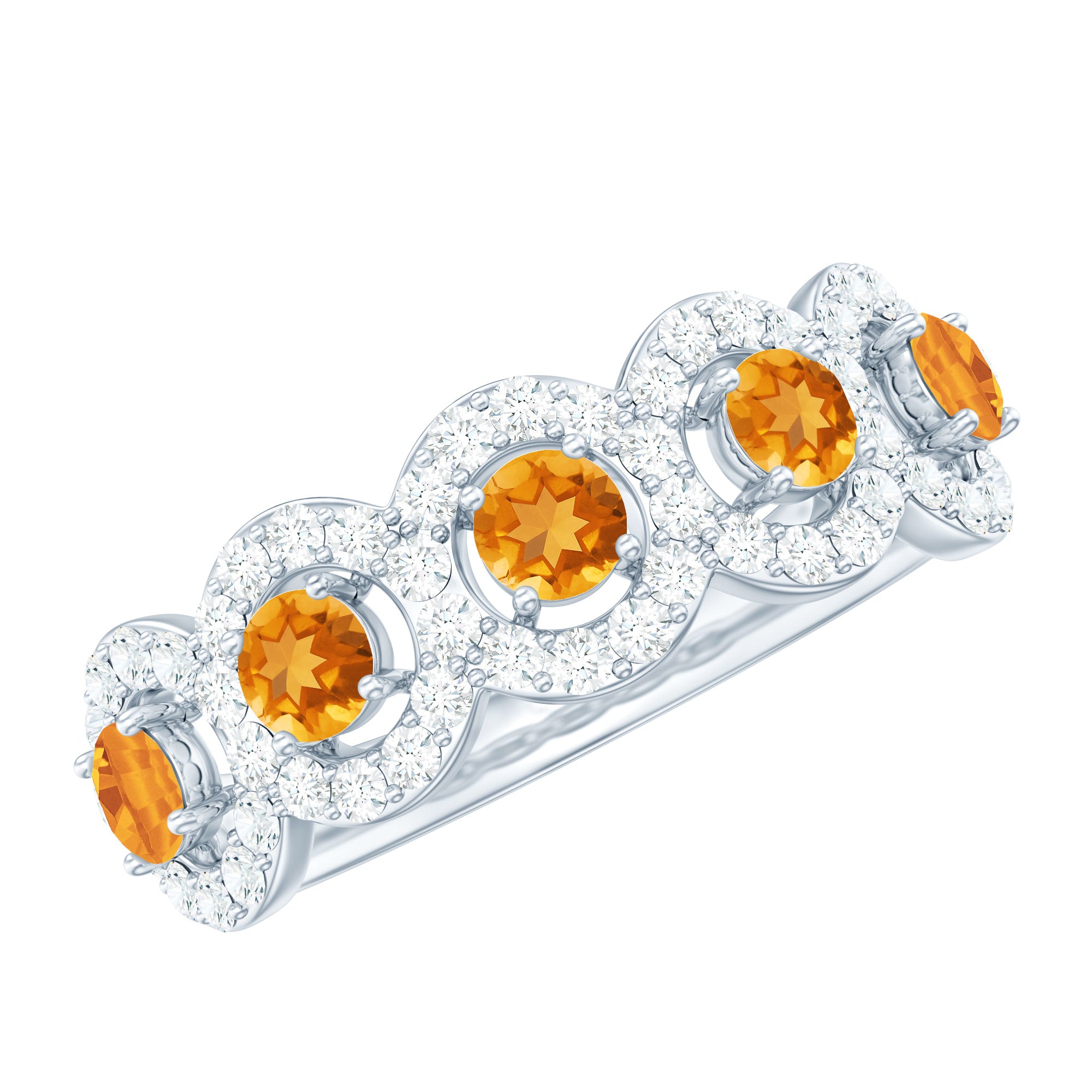 Certified Natural Citrine Diamond Half Eternity Band for Anniversary AAA - Rosec Jewels
