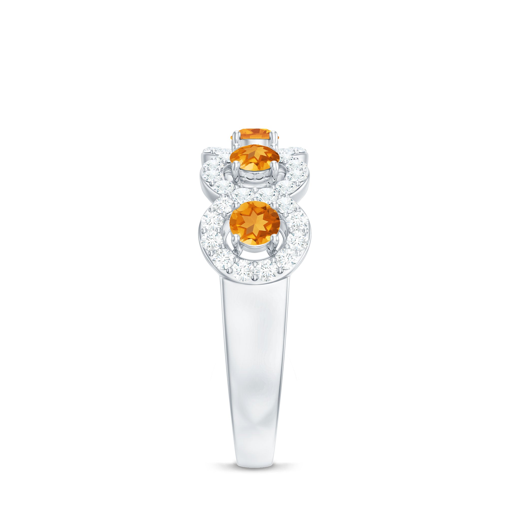 Certified Natural Citrine Diamond Half Eternity Band for Anniversary AAA - Rosec Jewels