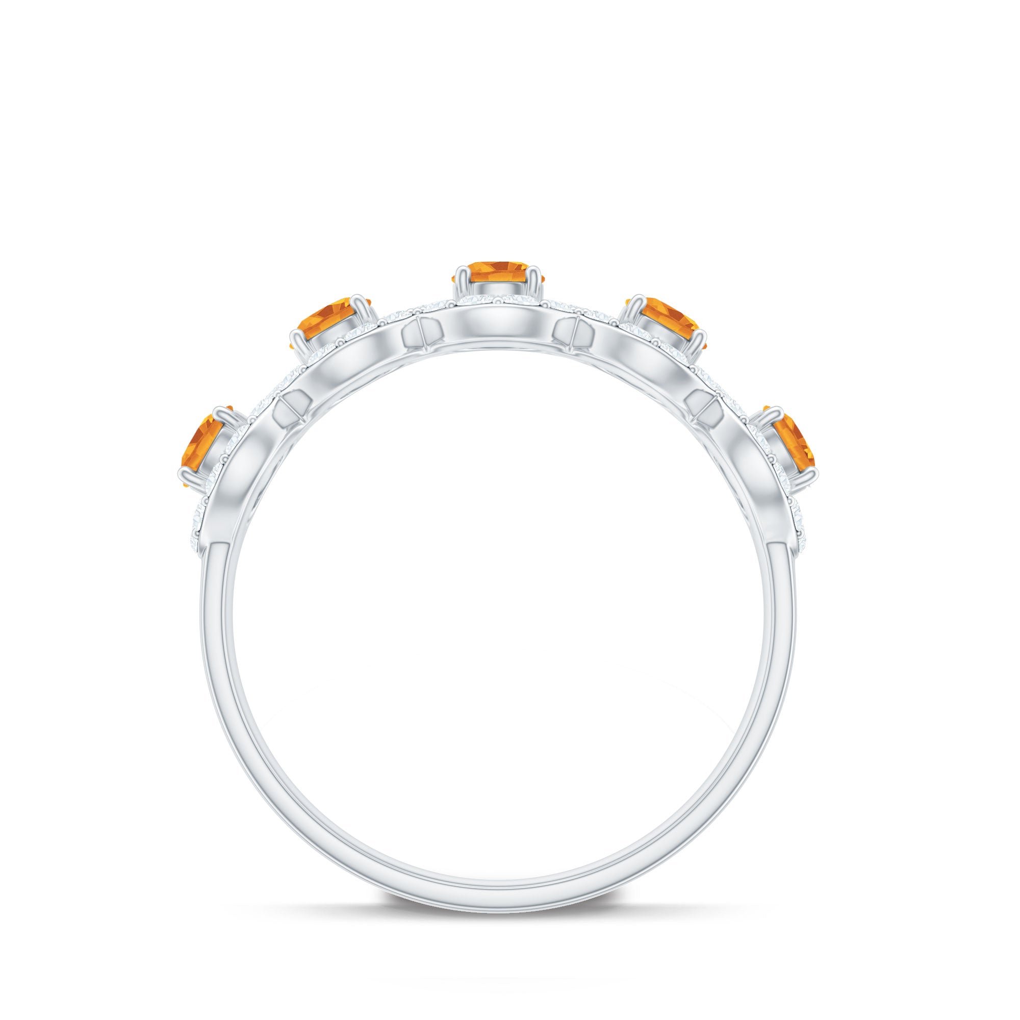 Certified Natural Citrine Diamond Half Eternity Band for Anniversary AAA - Rosec Jewels