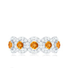 Certified Natural Citrine Diamond Half Eternity Band for Anniversary AAA - Rosec Jewels