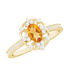 Rosec Jewels-Genuine Citrine Vintage Engagement Ring in Gold Plated Silver