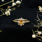 Rosec Jewels-Genuine Citrine Vintage Engagement Ring in Gold Plated Silver