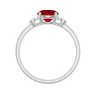 Lab Grown Ruby Solitaire Engagement Ring with Diamond Trio AAAA - Rosec Jewels