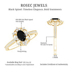 Vintage Looking Black Spinel Oval Engagement Ring with Diamond AAA - Rosec Jewels