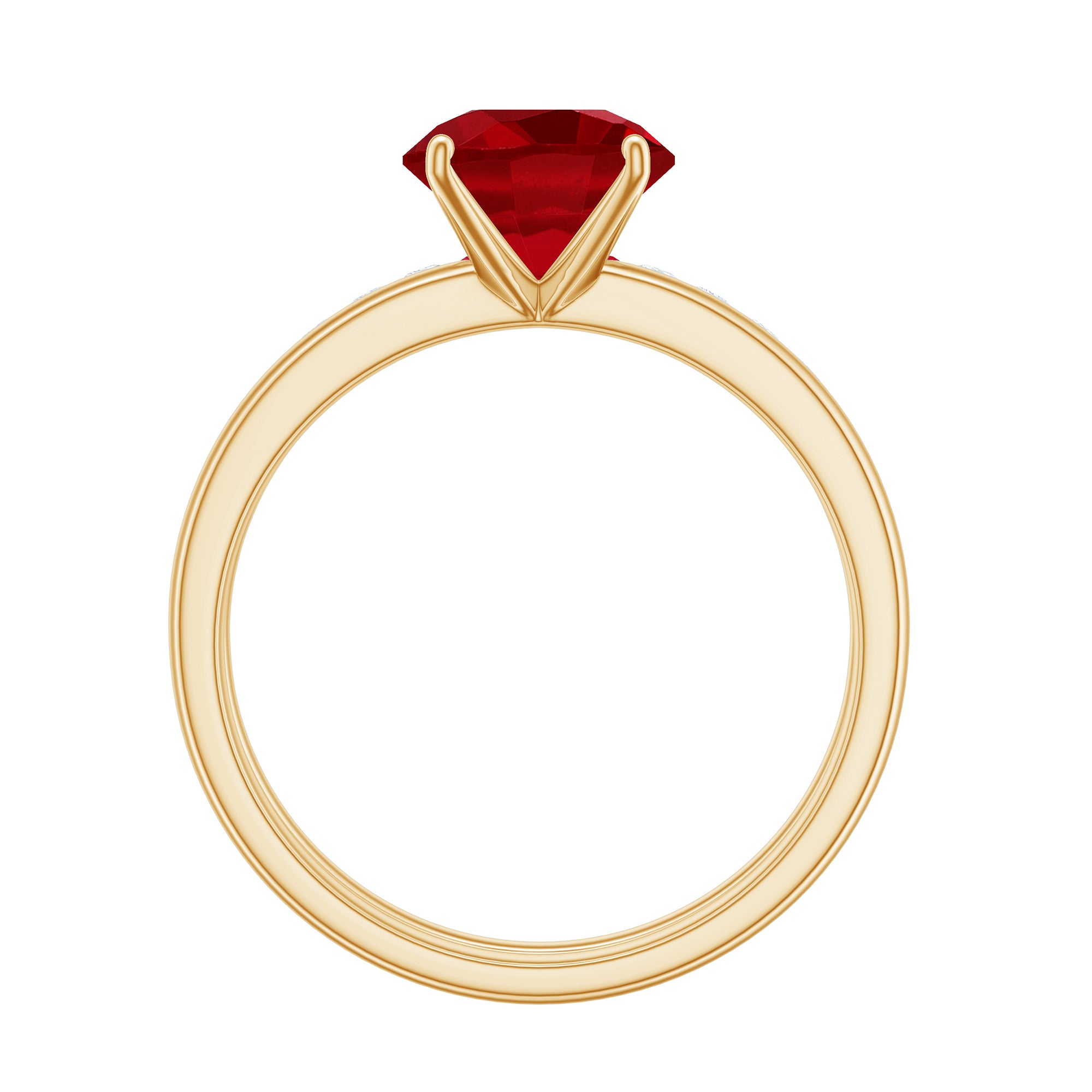 3 CT Solitaire Created Ruby Wedding Ring Set with Diamond AAAA - Rosec Jewels