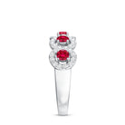 Classic Lab Grown Ruby and Diamond Halo Half Eternity Ring AAAA - Rosec Jewels