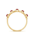 Classic Lab Grown Ruby and Diamond Halo Half Eternity Ring AAAA - Rosec Jewels