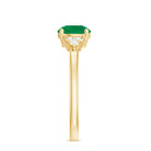 Natural Solitaire Emerald Engagement Ring with Diamond Trio AAA - Rosec Jewels