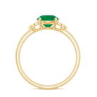 Natural Solitaire Emerald Engagement Ring with Diamond Trio AAA - Rosec Jewels