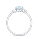 1.50 CT Moonstone Solitaire Engagement Ring with Diamond Trio AAA - Rosec Jewels